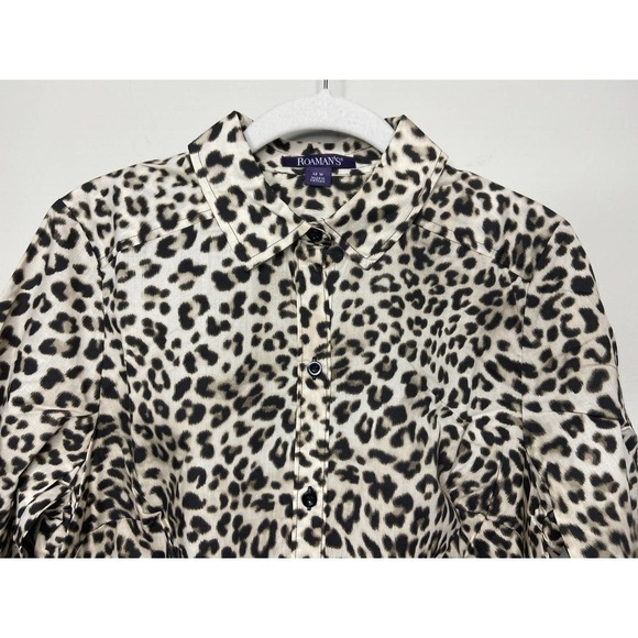 NWOT Roaman's Animal Print Button Up Tunic Shirt Size 12W - Picture 2 of 7